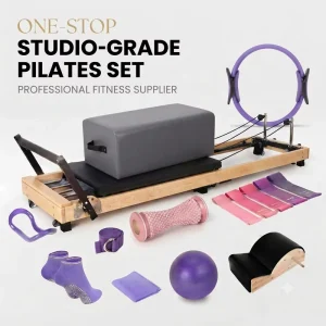 Pilates Reformer Set with Jump Board, Spine Corrector, Long Box and Accessories for Home Studio
