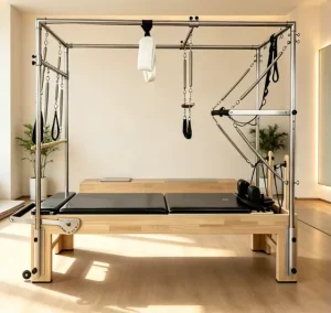 Pilates Reformer With Tower W25 Solid Oak 3 in 1 Machine Home and Studio Use