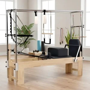 Pilates Reformer with Tower W25 Oak Wood 3-in-1 Unit for Commercial Fitness Centers