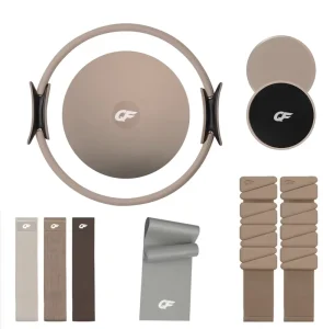 Pilates Ring, TPE Strap, Fabric Resistance Bands, and Ankle/Wrist Weights Set