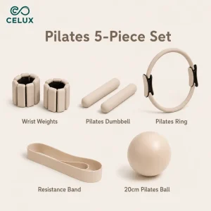 Pilates Set Home Workout Equipment Kit with Silicone Wrist Weights Half Ring Dumbbell Pilates Ring Resistance Band and Ball