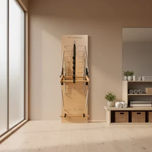 Pilates Wall-Mounted Rack W24 Oak Wood for Commercial Studio Use
