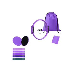 Pilates Yoga Accessories Set Silicone Ring Core Sliding Discs Multi-Level Resistance Bands Portable Home Body