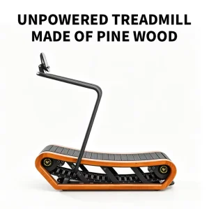 Pine Wooden Unpowered Curved Treadmill High Strength Nylon Running Belt 1450*800*1560Mm 95Kg Nw 105Kg Gw Gym Home Cardio Machine
