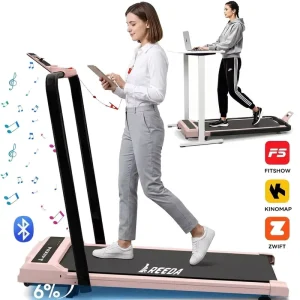 Pink 2-in-1 Electric Walking Pad Foldable Home Running Machine Desk Adjustable Handle Manual Incline LED Screen 2.5HP 120KG