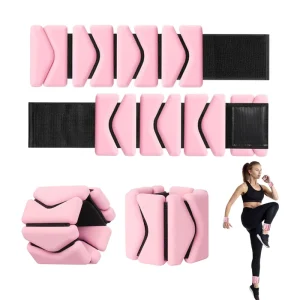 Pink Adjustable Ankle and Wrist Weights, Soft Silicone Bands for Yoga, Pilates, and Home Fitness