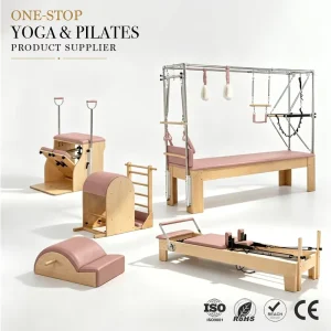 Pink Maple Wood Complete 5-Piece Pilates Equipment Set for Core and Full-Body Workout
