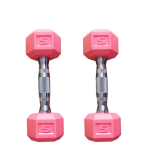Pink PVC-Coated Hexagonal Dumbbells