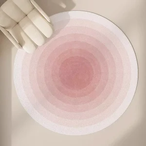 Pink Round Kitchen Floor Mat Wipe-Clean Dirt-Proof Doormat for Entryway and Home