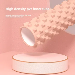 Pink Spiky EVA Yoga Foam Roller Stick 45cm Hollow for Muscle Relaxation, Gym, and Home