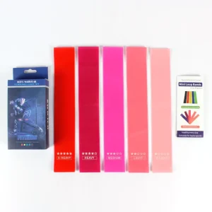 Pink TPE Mini Loop Resistance Band Set for Yoga with Bag