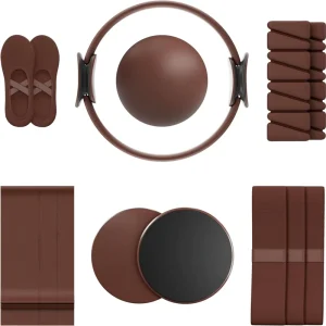 Plastic Pilates Ring Ball Resistance Bands Sliders Complete Equipment Set Women Home Studio Workout Kit