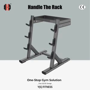 Plate Storage Rack with Top Weight Tray Dual-Side Bar Hooks Reinforced Steel Base Heavy Duty for Commercial Gym Equipment