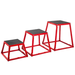 Plyometric Box Set 12/18/24 Inch 3-Piece Red Jumping Agility Platforms