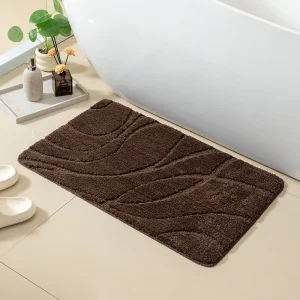 Polyester Anti-Slip Bathroom Floor Mats, Mixed Colors, Assorted Styles, for Home and Hotel