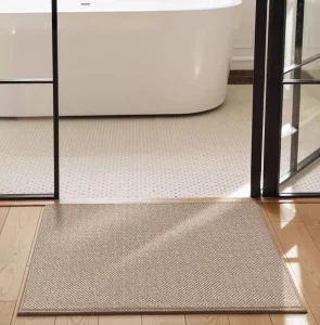 Polyester Bathroom Floor Mat Washable Water Absorbent Anti Bacterial Pet Friendly Non Slip