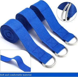 Polyester Cotton Yoga Strap Heavy Duty Tension Strap for Deep Stretch Strength Training Rehabilitation Non Slip Adjustable Band