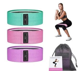 Polyester Fabric Resistance Bands Set of 3, Loop Bands for Gym and Hip Training