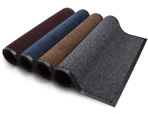 Polyester Straight-Cut Pile Outdoor Entrance Mat Non-Slip PVC Backing Waterproof Washable for Home and Commercial Use
