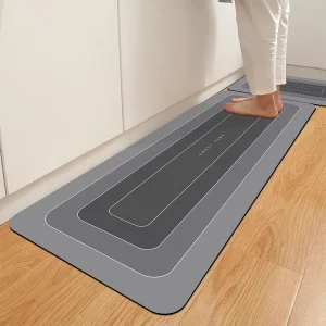 Polyester Waterproof Kitchen Floor Mat, Anti-Skid, Rubber-Backed, Machine Washable, Dirt-Resistant Door Mat