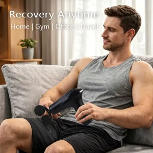 Portable 25W 6-Speed Deep Tissue Mini Massage Gun for Athletes Muscle Recovery with 4 Heads and Carrying Case