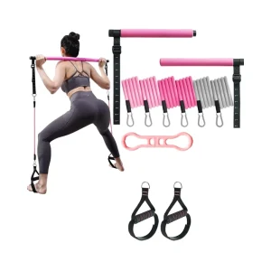 Portable 3-Piece Pilates Bar and Resistance Band Set for Yoga and Pilates