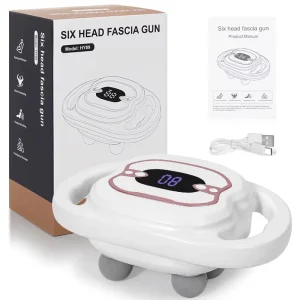 Portable 6-Head Fascia Gun with Intelligent Control for Deep Muscle Massage and Relaxation