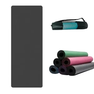 Portable 6mm PU Rubber Yoga Mat Set with Carry Bag for Pilates, Stretching and Fitness Training