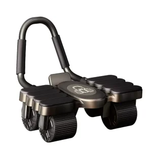 Portable ABS Six-Wheel Abdominal Wheel with Elbow Support and Automatic Rebound Black+Blue Unisex for Strength Training