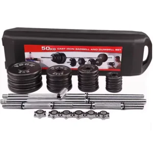 Portable Adjustable Barbell and Dumbbell Set Cast Iron 50kg