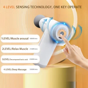 Portable Body Relaxation Fascia Massage Gun Deep Tissue Percussion Muscle Massage Gun with 4 Replacement Heads