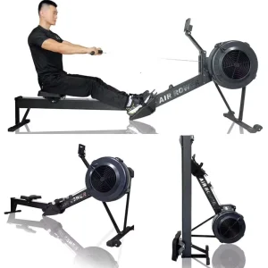 Portable Cardio Air Rowing Machine for Home Use Black Magnetic Resistance