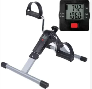 Portable Folding Under Desk Mini Exercise Bike with Electronic Display for Leg and Arm Workouts