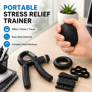 Portable Hand Grip Strengthener Stress Relief Finger Exerciser for Office Home Relaxation Training