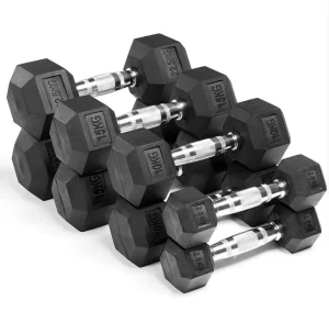 Portable Hex Rubber Dumbbell Set Free Weights for Muscle Training Home Gym Fitness Workout