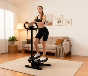 Portable Home Stair Stepper Trainer With Handrail Low Impact Cardio Machine for Indoor Leg & Body Exercise