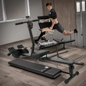 Portable Hydraulic Cylinder Rowing Machine with Iron Construction and Single-Scull Design for Indoor Use