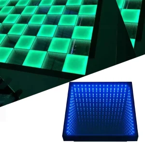 Portable Magnetic 3D LED Matrix Dance Floor, Mirror Finish, DMX512, RGB