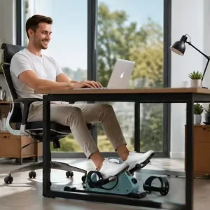 Portable Mini Exercise Bike for Seniors and Office Under Desk Pedal Exerciser with LCD Monitor for Rehabilitation