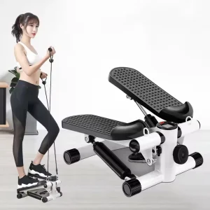 Portable Mini Exercise Stepper Treadmill with Resistance Bands Metal