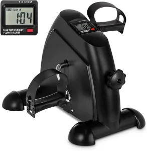 Portable Mini Under Desk Bike Pedal Exerciser with LCD Display and Handle for Leg and Arm Exercise
