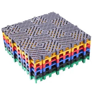 Portable Modern Checkered Pattern Interlocking Eco Friendly PP Vinyl Garage Floor Tiles Waterproof Water Proof Plastic Flooring