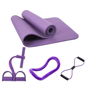 Portable Multifunctional Foot Pedal Pull Rope Eco-Friendly Anti-Slip NBR Yoga Mat Kit Set