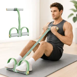 Portable Non-Slip Elastic Foot Pedal Resistance Band with Handles for Yoga