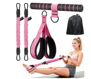 Portable Pedal Exerciser Resistance Band Sit up Body Trimmer Elastic Pull Rope with Foot Pedal for Waist Arm Leg Stretching