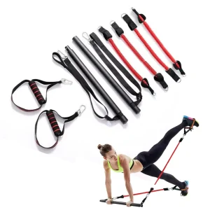 Portable Pilates Stick Kit with Resistance Bands and Pulling Rope for Full Body Fitness