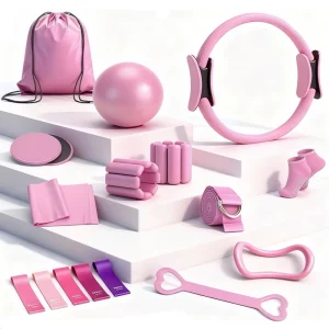 Portable Pilates Yoga Ring Set with Ball, Resistance Bands and Stretch Straps