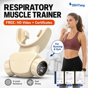 Portable Respiratory Muscle Trainer and Breathing Exercise Device with Adjustable Resistance for Athletes