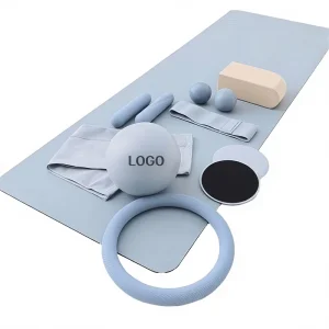 Portable Silicone Home Gym Set Includes Yoga Mat, Power Ring, Dumbbell, Barbell, Pilates Equipment