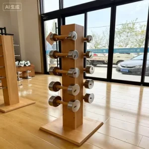 Portable Solid Wood Electroplated Dumbbell and Barbell Set